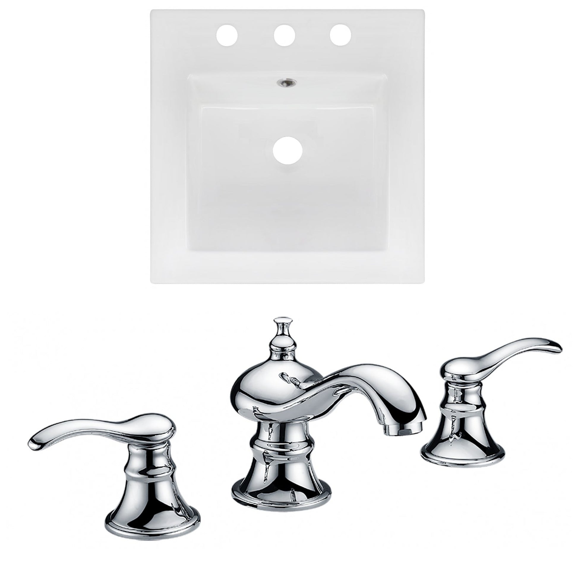 American Imaginations AI-16023 17" White Square Drop In Modern Ceramic Top Set