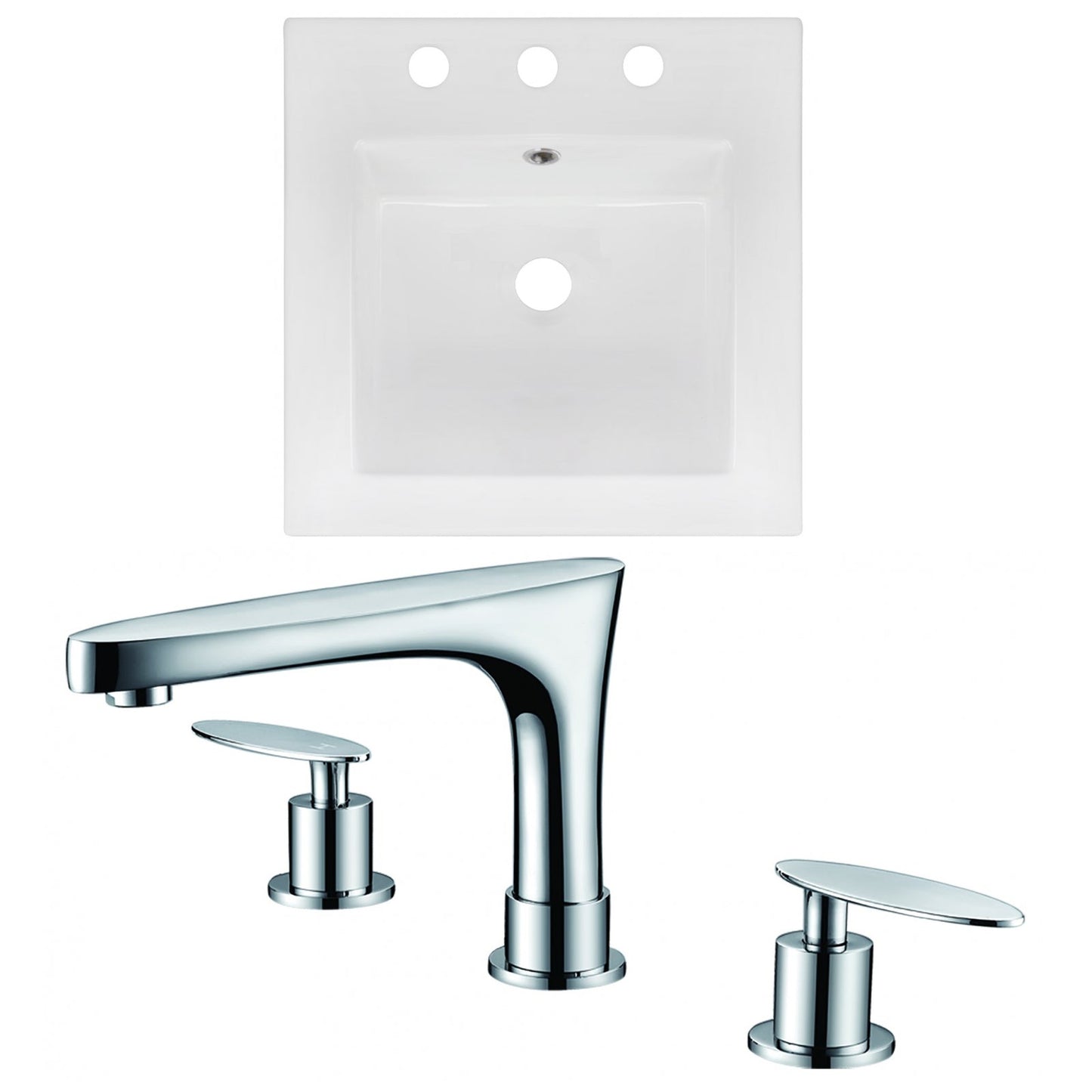 American Imaginations AI-16024 17" White Square Drop In Modern Ceramic Top Set