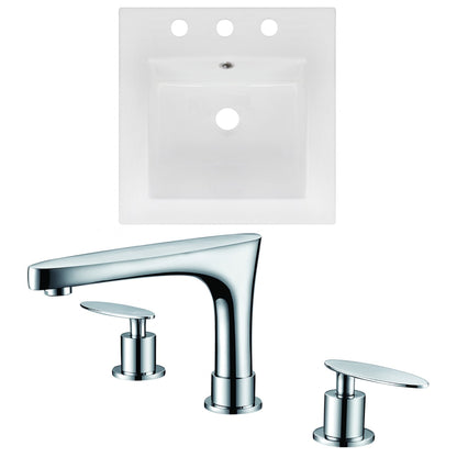 American Imaginations AI-16024 17" White Square Drop In Modern Ceramic Top Set