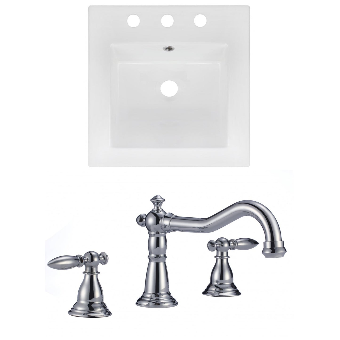 American Imaginations AI-16027 17" White Square Drop In Modern Ceramic Top Set