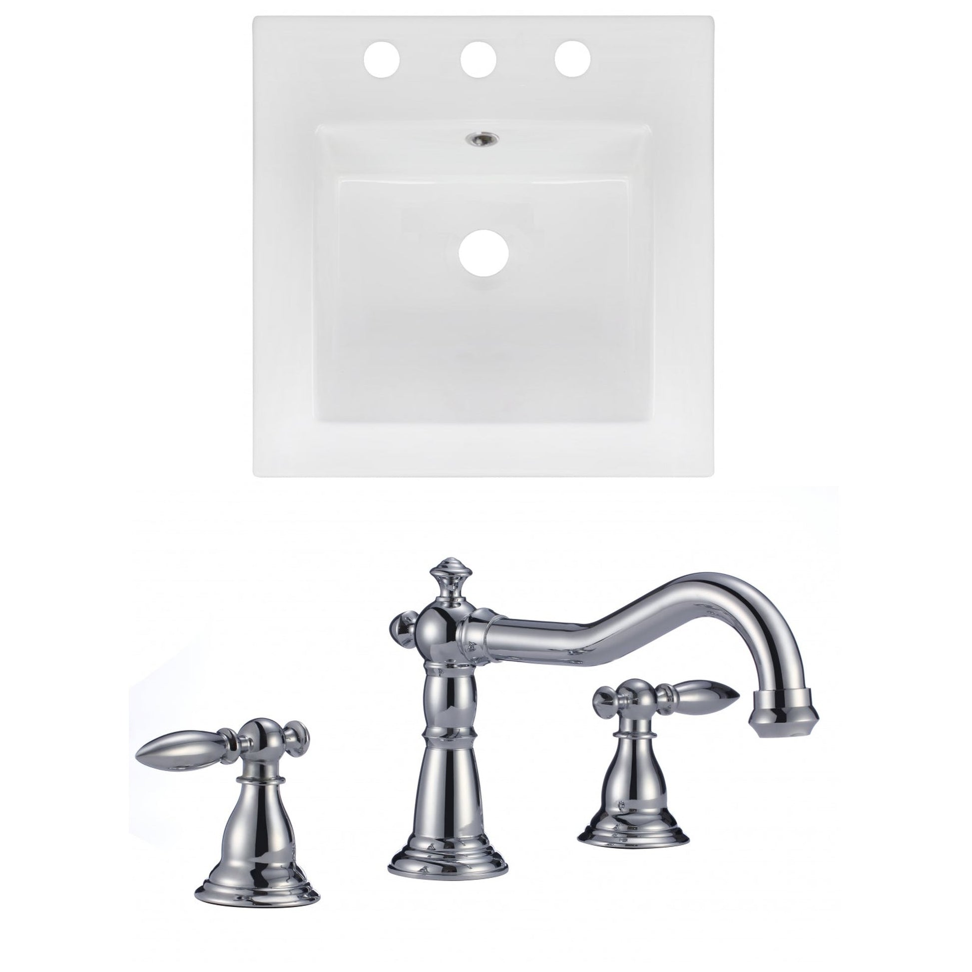 American Imaginations AI-16027 17" White Square Drop In Modern Ceramic Top Set