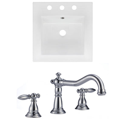American Imaginations AI-16027 17" White Square Drop In Modern Ceramic Top Set