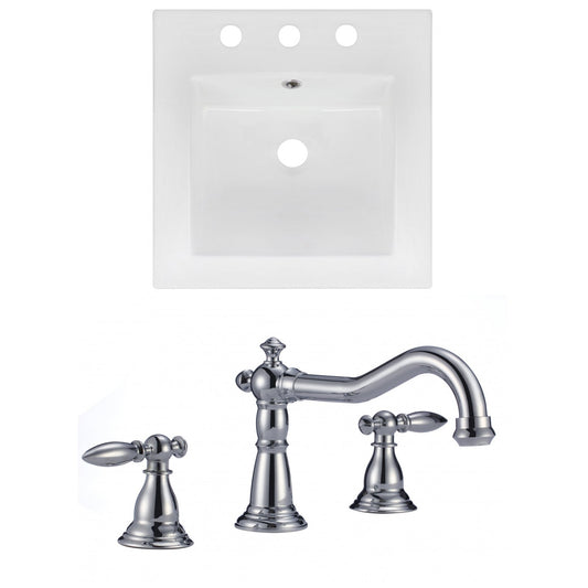 American Imaginations AI-16027 17" White Square Drop In Modern Ceramic Top Set