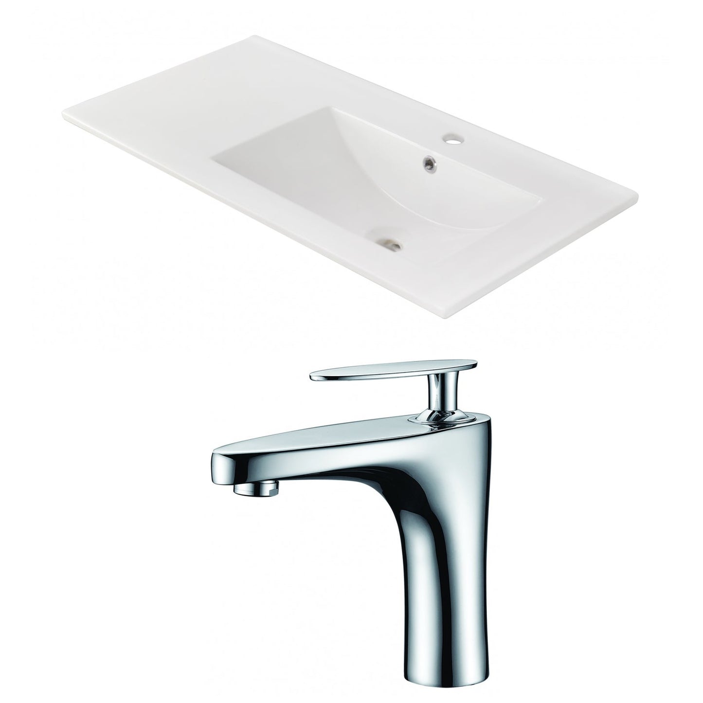 American Imaginations AI-16031 36" White Rectangular Drop In Modern Ceramic Top Set