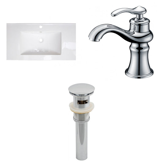 American Imaginations AI-16566 36" White Rectangular Drop In Transitional Ceramic Top Set