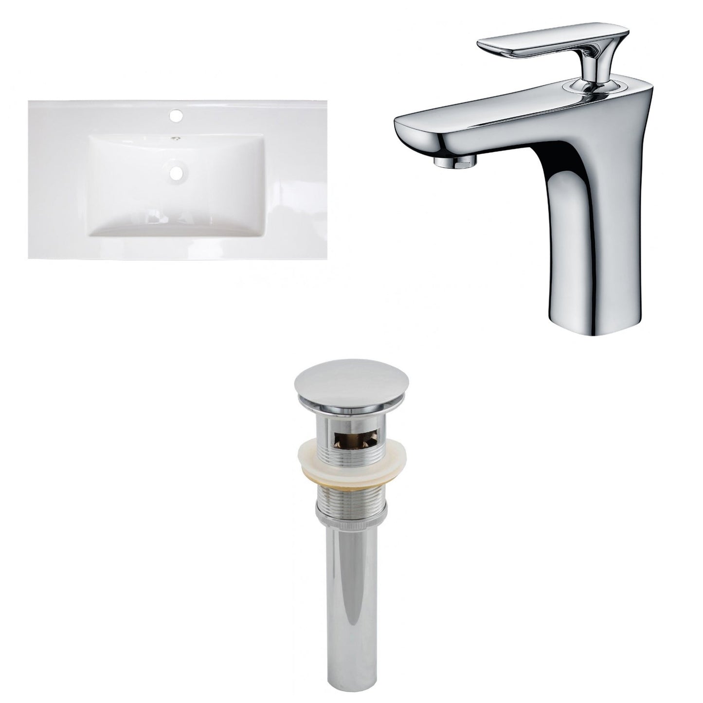 American Imaginations AI-16568 36" White Rectangular Drop In Transitional Ceramic Top Set