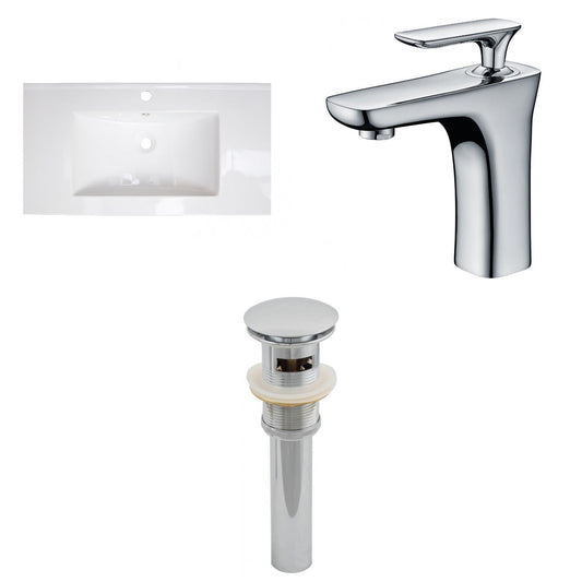 American Imaginations AI-16568 36" White Rectangular Drop In Transitional Ceramic Top Set