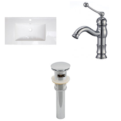 American Imaginations AI-16570 36" White Rectangular Drop In Transitional Ceramic Top Set