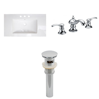 American Imaginations AI-16590 36" White Rectangular Drop In Transitional Ceramic Top Set