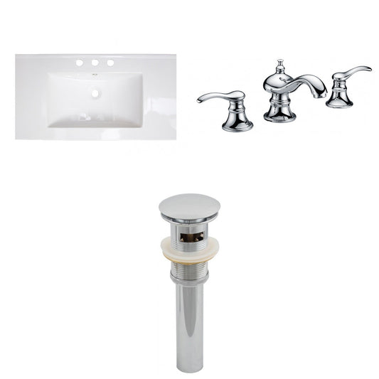 American Imaginations AI-16590 36" White Rectangular Drop In Transitional Ceramic Top Set