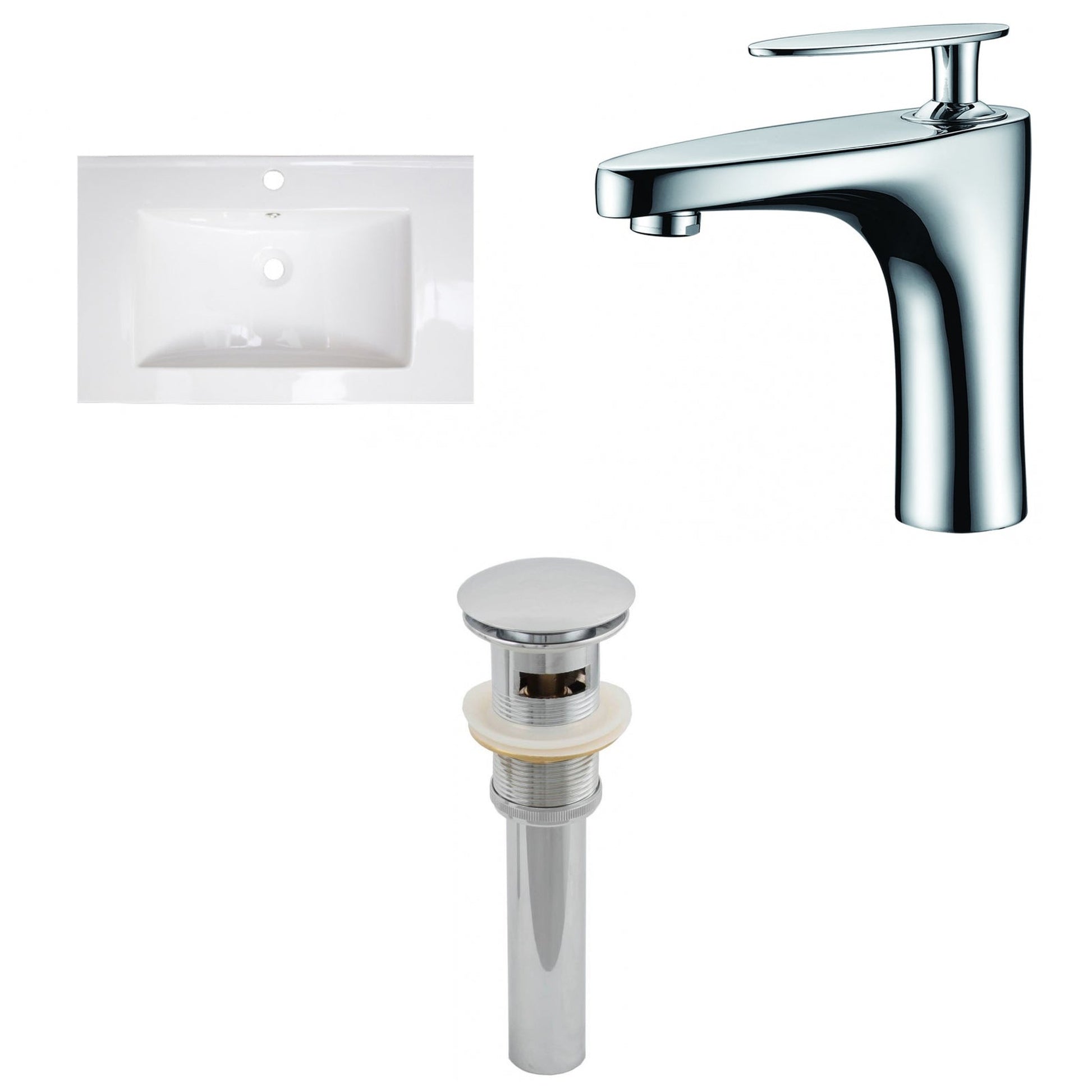 American Imaginations AI-16611 24" White Rectangular Drop In Modern Ceramic Top Set