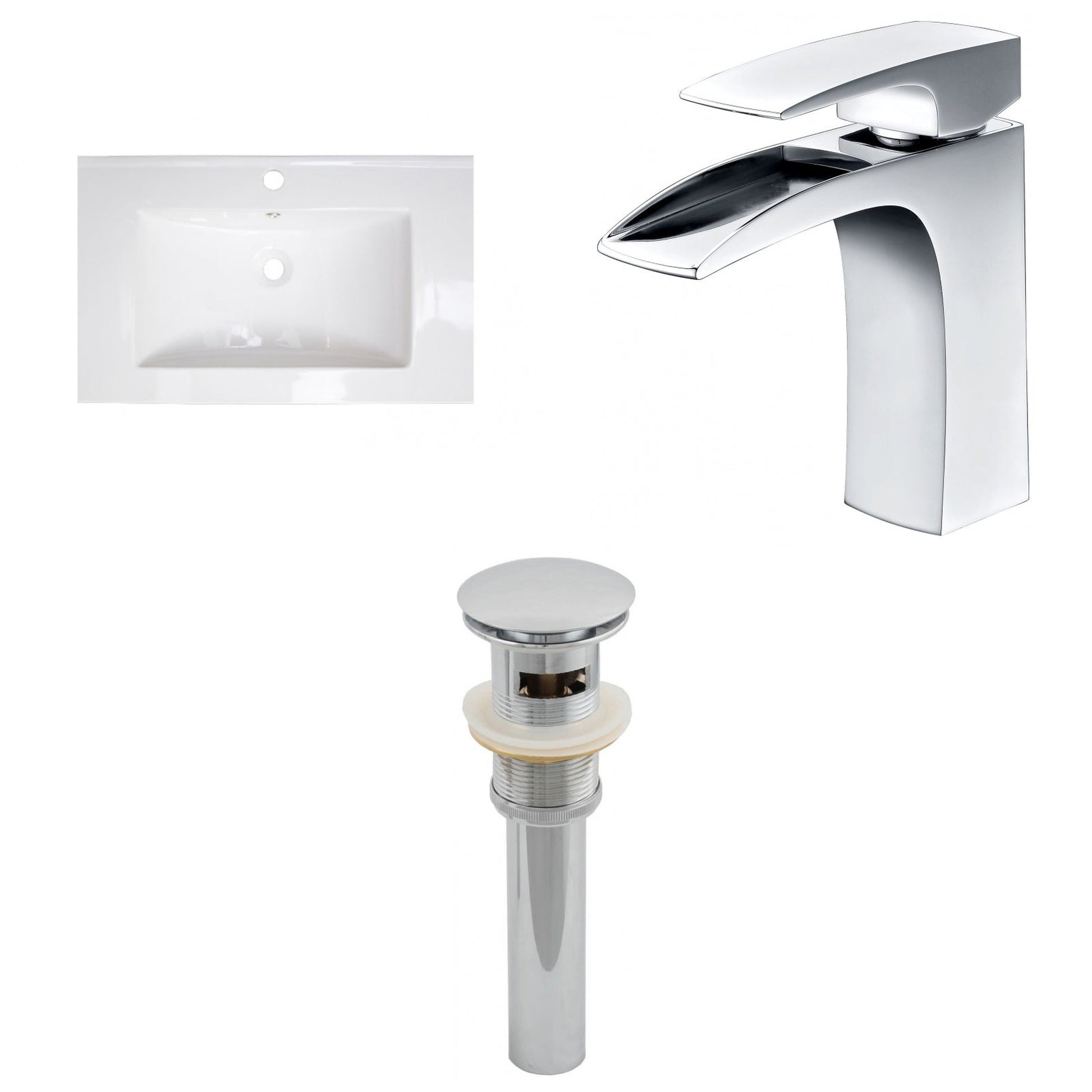American Imaginations AI-16613 24" White Rectangular Drop In Modern Ceramic Top Set