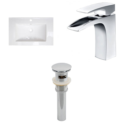 American Imaginations AI-16613 24" White Rectangular Drop In Modern Ceramic Top Set