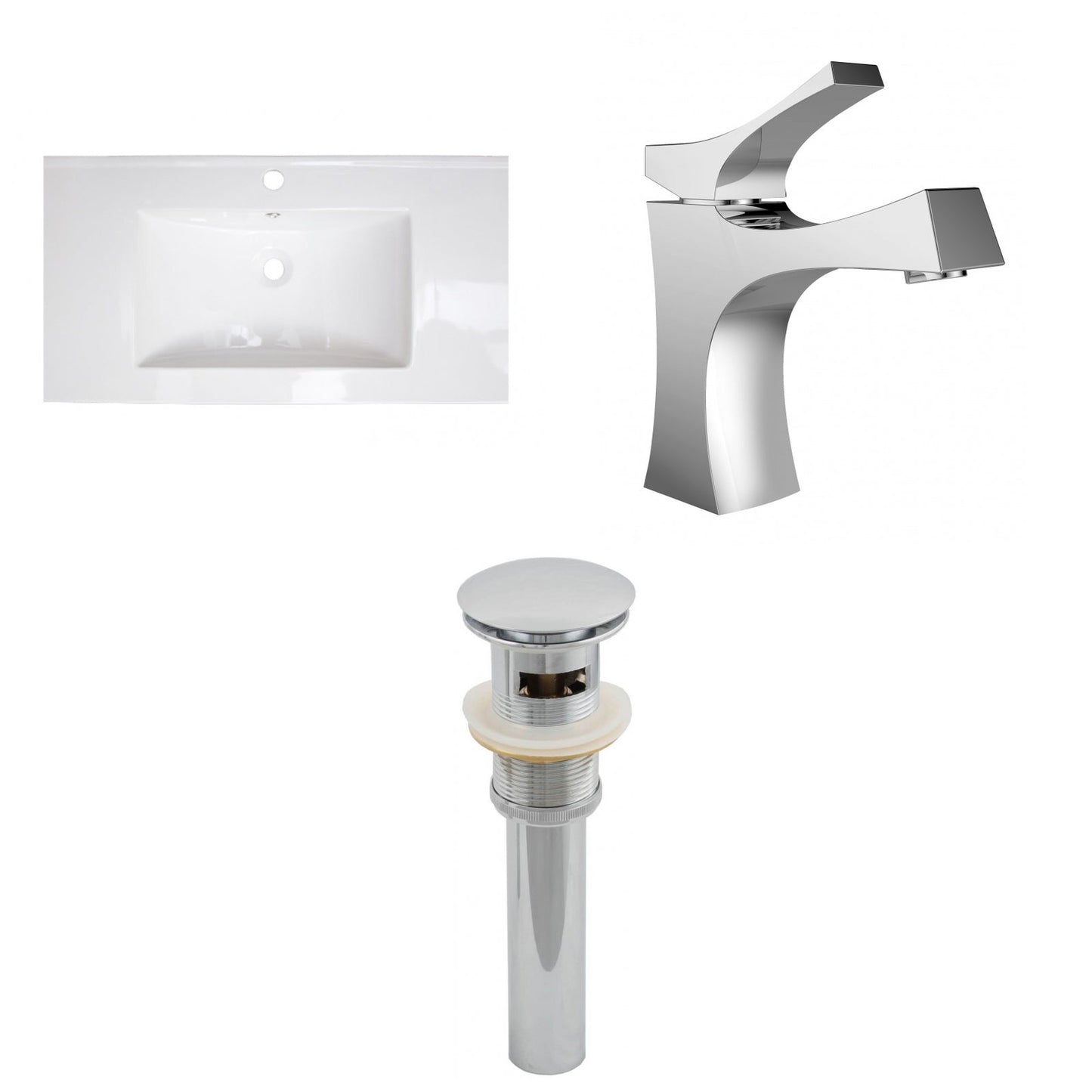 American Imaginations AI-16615 32" White Rectangular Drop In Modern Ceramic Top Set