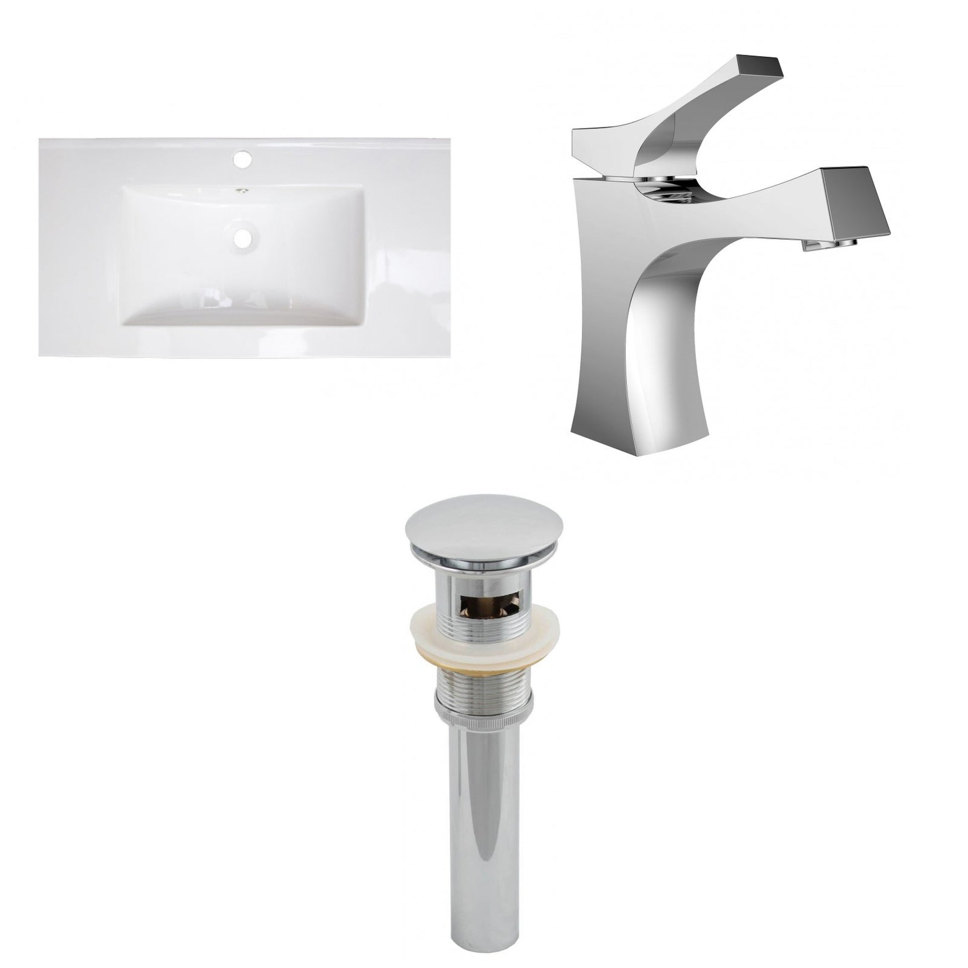 American Imaginations AI-16615 32" White Rectangular Drop In Modern Ceramic Top Set