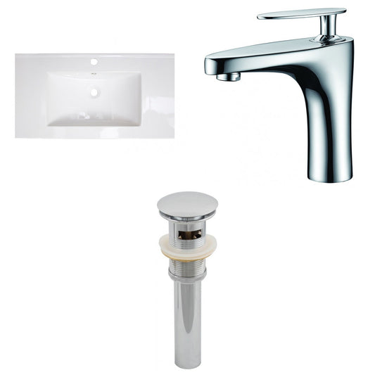American Imaginations AI-16617 32" White Rectangular Drop In Modern Ceramic Top Set