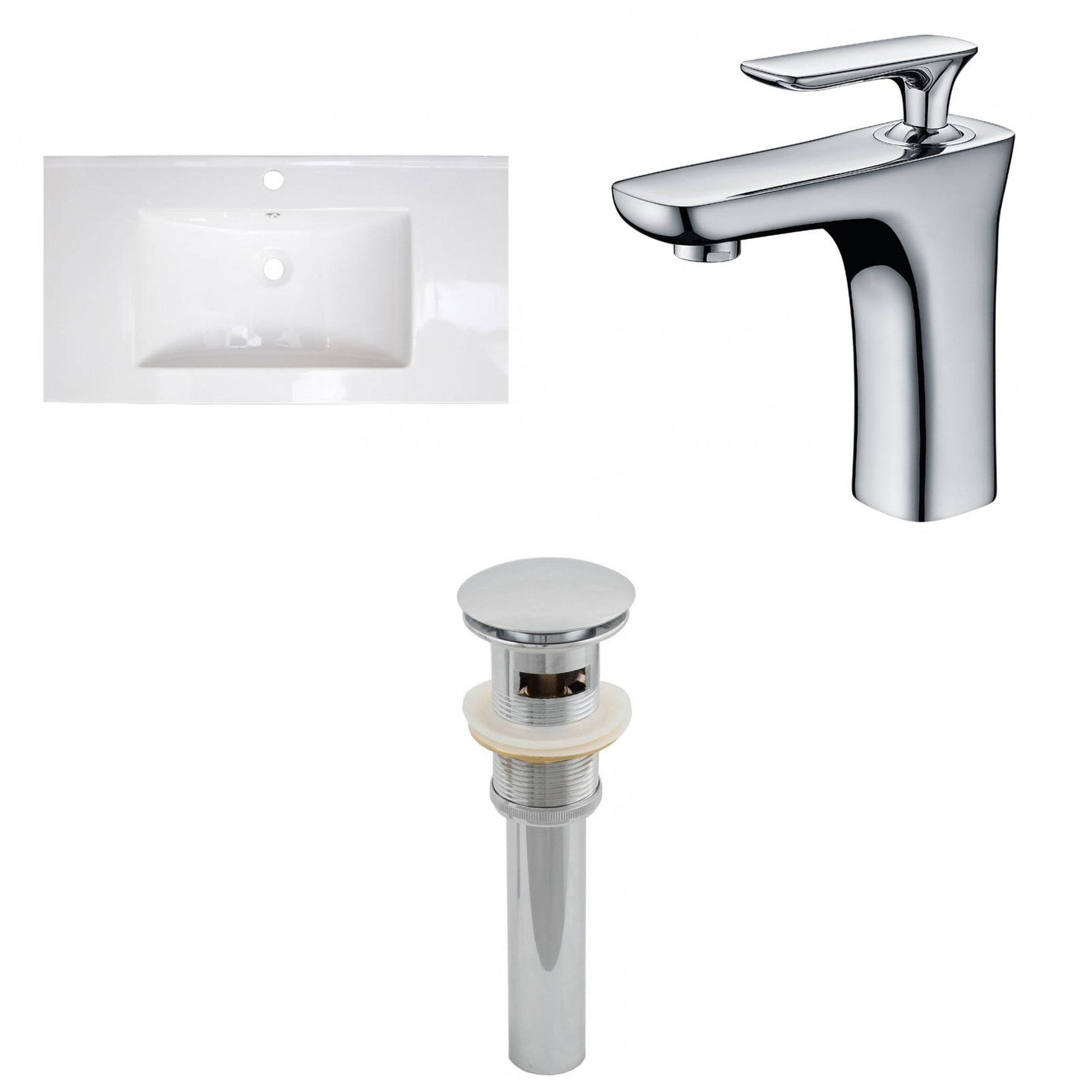 American Imaginations AI-16618 32" White Rectangular Drop In Modern Ceramic Top Set