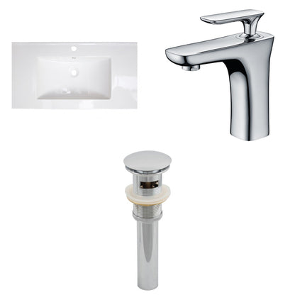 American Imaginations AI-16618 32" White Rectangular Drop In Modern Ceramic Top Set