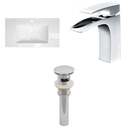 American Imaginations AI-16619 32" White Rectangular Drop In Modern Ceramic Top Set