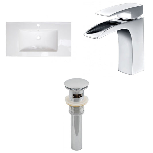 American Imaginations AI-16619 32" White Rectangular Drop In Modern Ceramic Top Set