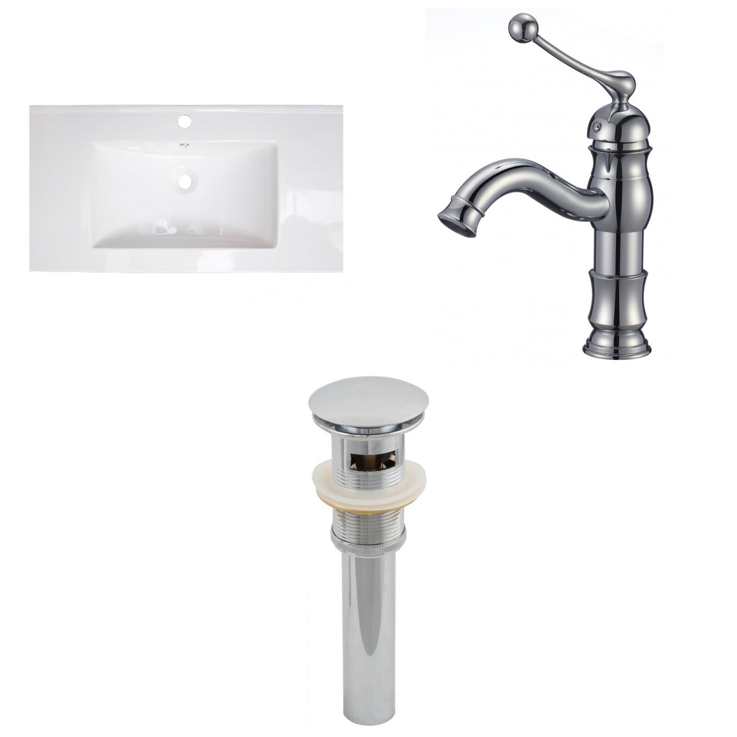 American Imaginations AI-16620 32" White Rectangular Drop In Modern Ceramic Top Set