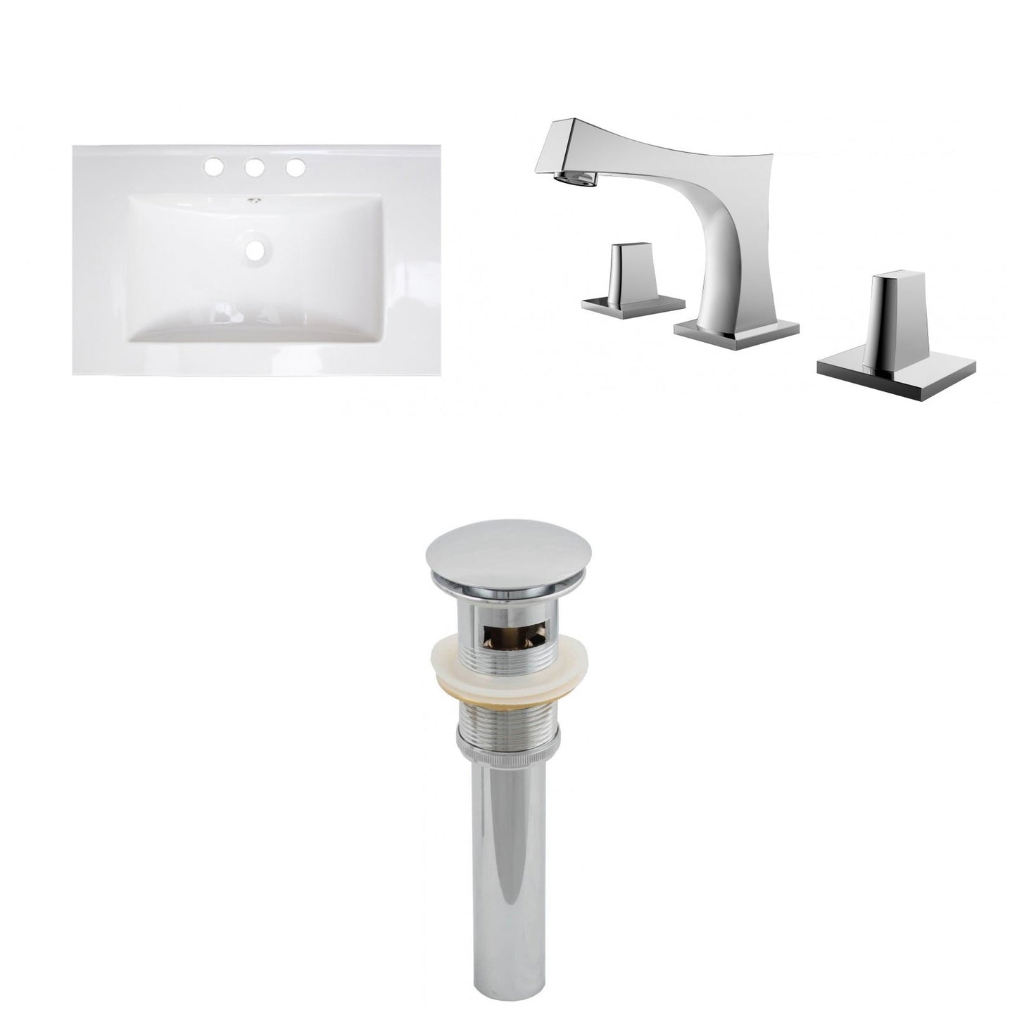 American Imaginations AI-16664 24" White Rectangular Drop In Modern Ceramic Top Set