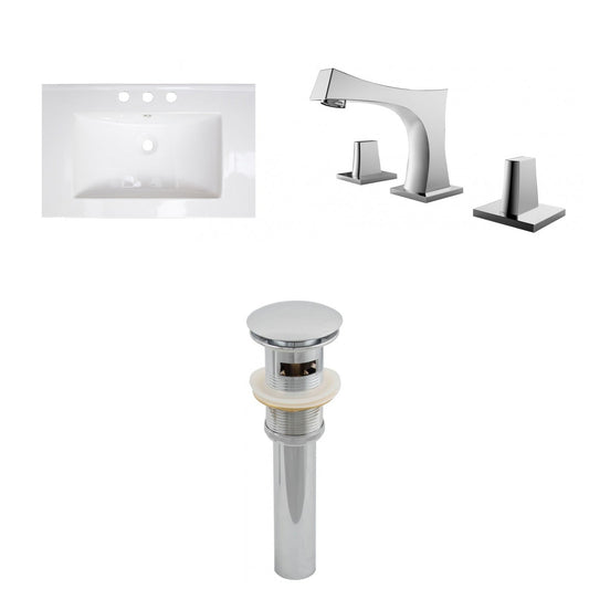 American Imaginations AI-16664 24" White Rectangular Drop In Modern Ceramic Top Set