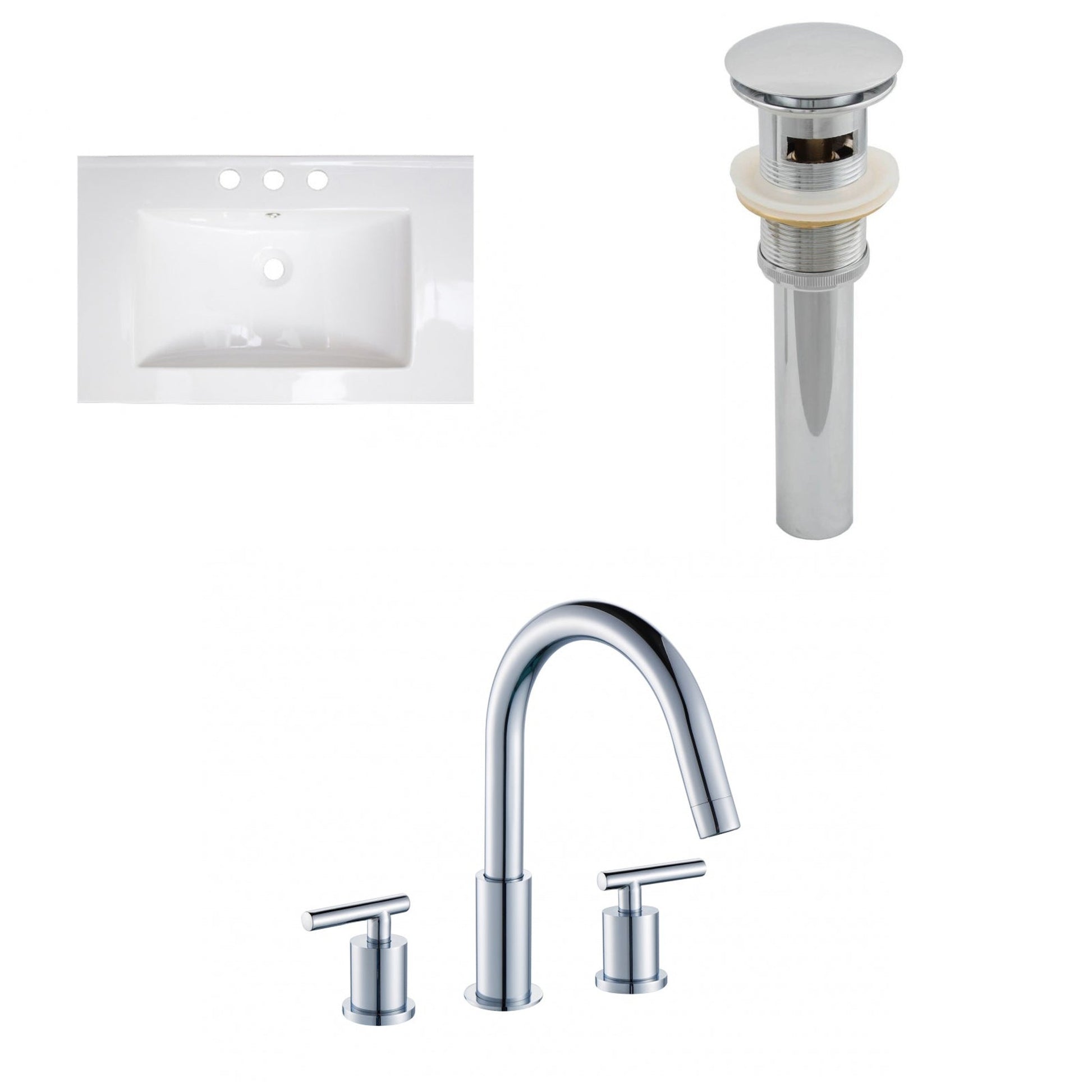 American Imaginations AI-16670 24" White Rectangular Drop In Modern Ceramic Top Set