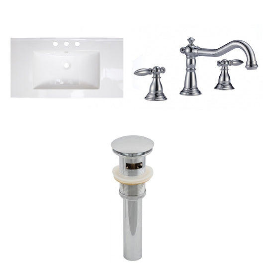 American Imaginations AI-16676 32" White Rectangular Drop In Modern Ceramic Top Set