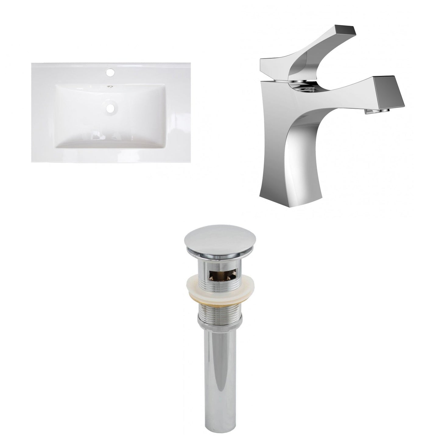American Imaginations AI-16678 24" White Rectangular Drop In Transitional Ceramic Top Set