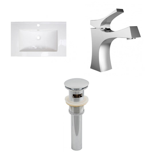 American Imaginations AI-16678 24" White Rectangular Drop In Transitional Ceramic Top Set