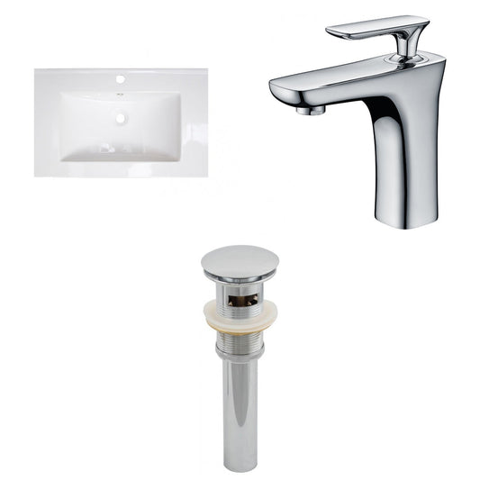 American Imaginations AI-16681 24" White Rectangular Drop In Transitional Ceramic Top Set