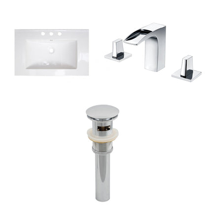 American Imaginations AI-16688 24" White Rectangular Drop In Transitional Ceramic Top Set