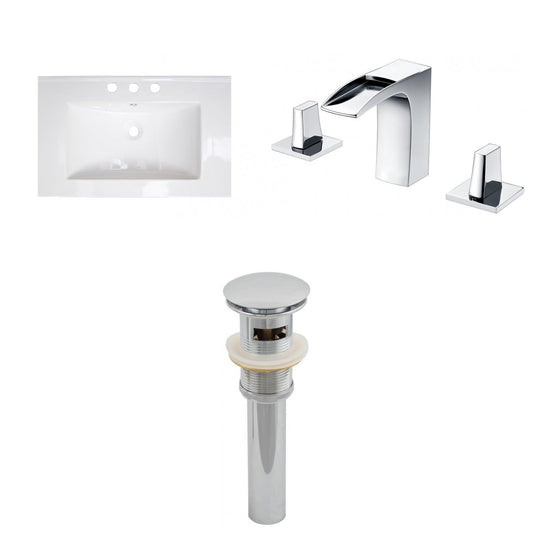 American Imaginations AI-16688 24" White Rectangular Drop In Transitional Ceramic Top Set