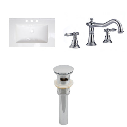 American Imaginations AI-16689 24" White Rectangular Drop In Transitional Ceramic Top Set