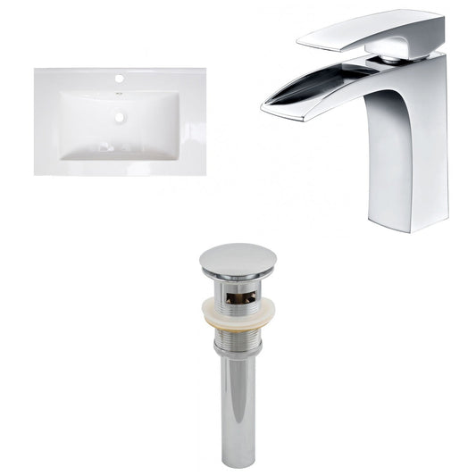 American Imaginations AI-16695 30" White Rectangular Drop In Transitional Ceramic Top Set