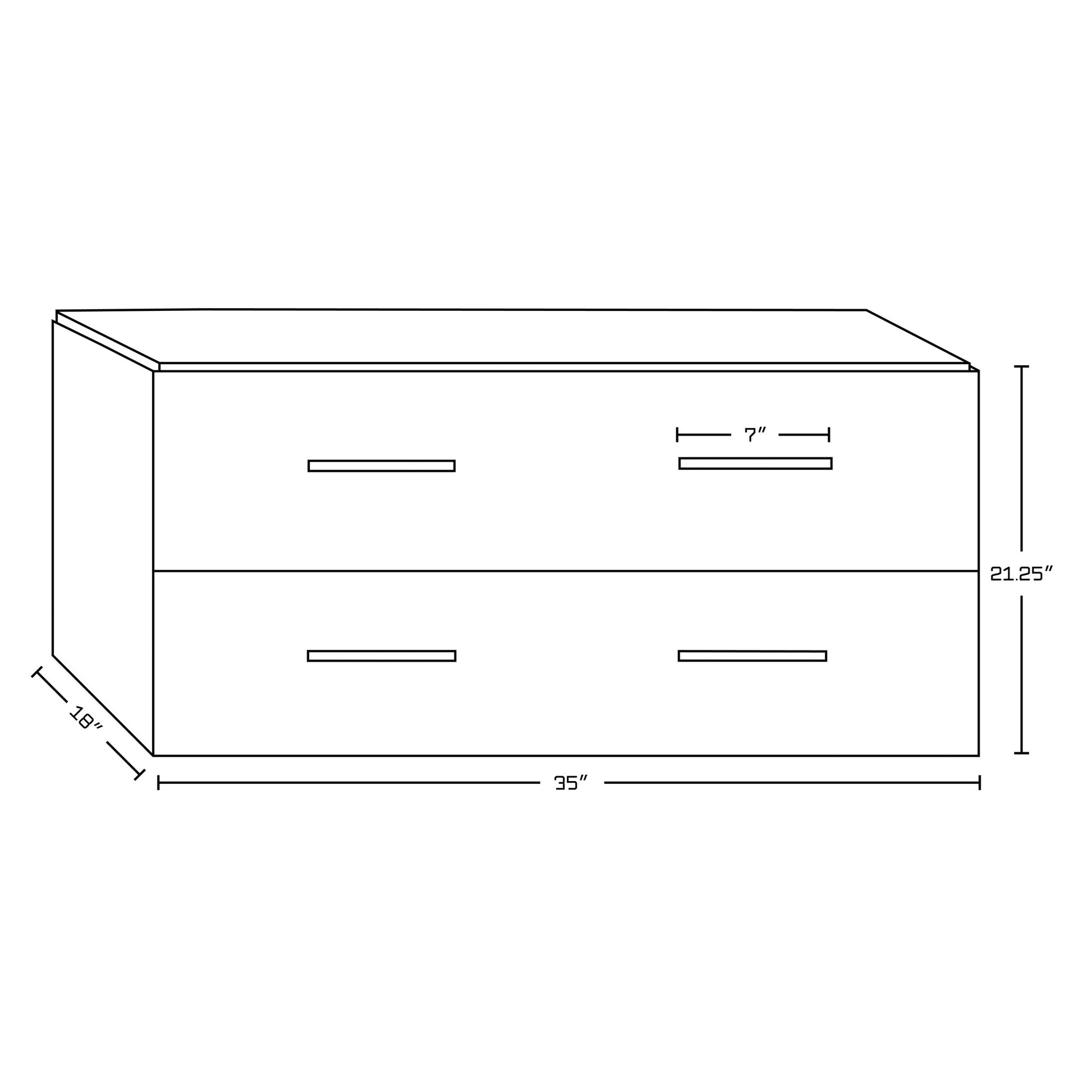 American Imaginations AI-1731 35" White Rectangular Wall Mount Modern Vanity Base