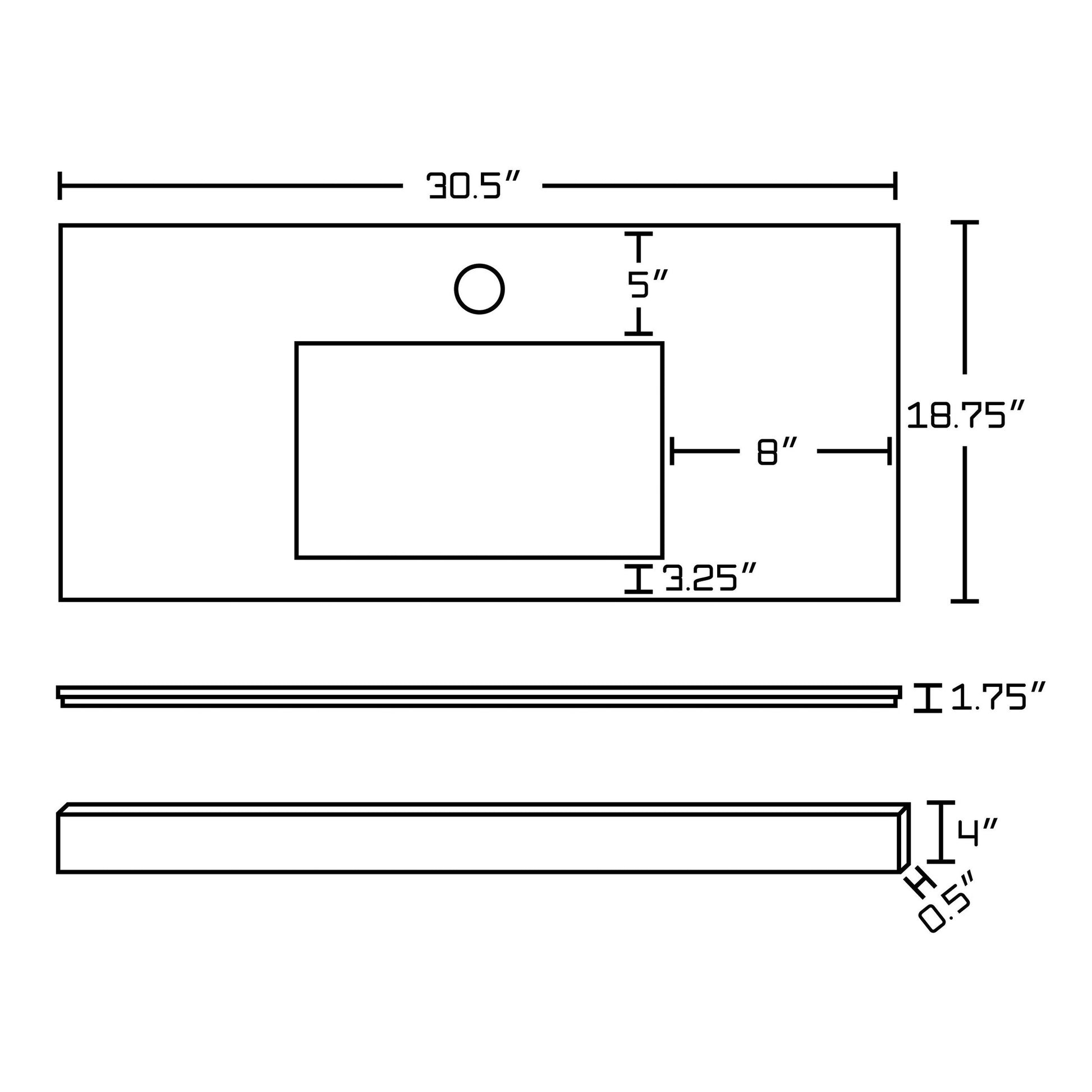 American Imaginations AI-17434 31" Black Galaxy Rectangular Countertop Modern Stone Top