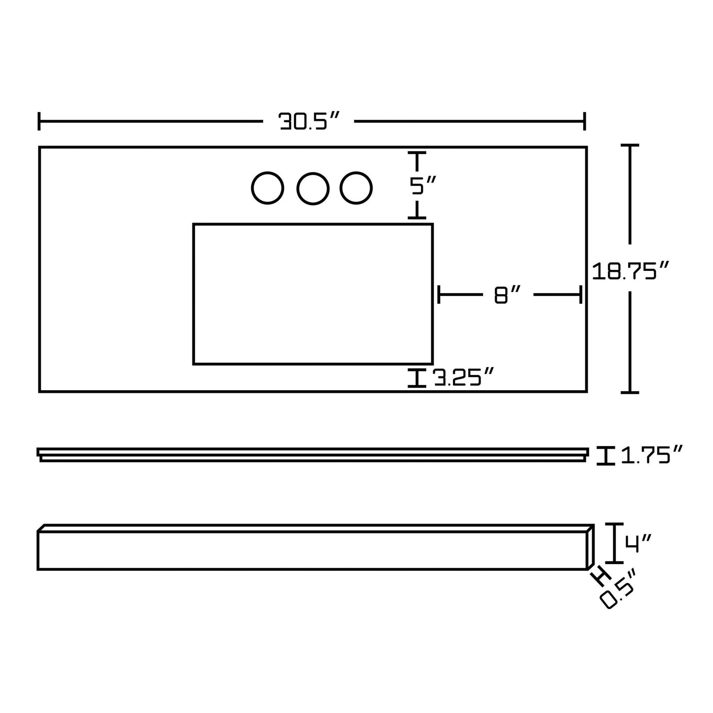 American Imaginations AI-17444 31" Black Galaxy Rectangular Countertop Modern Stone Top