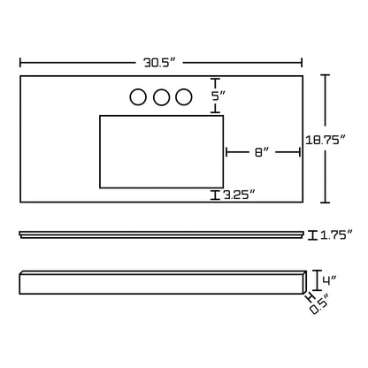 American Imaginations AI-17444 31" Black Galaxy Rectangular Countertop Modern Stone Top