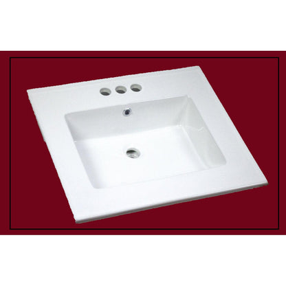 American Imaginations AI-1745 25" White Rectangular Drop In Transitional Ceramic Top