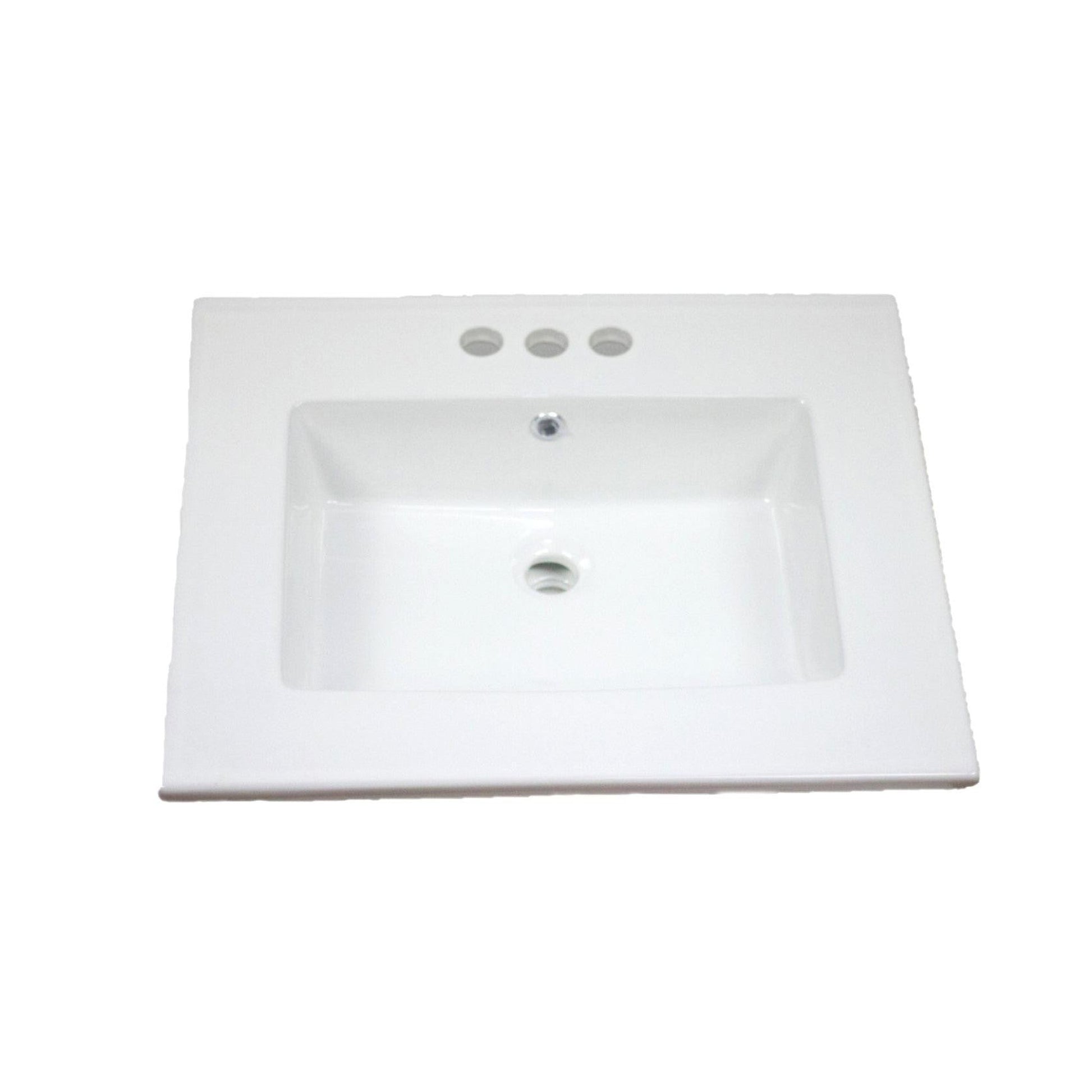 American Imaginations AI-1745 25" White Rectangular Drop In Transitional Ceramic Top