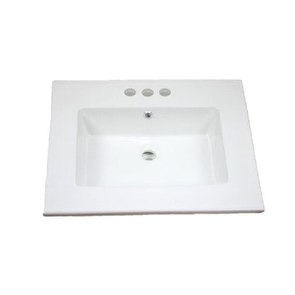 American Imaginations AI-1745 25" White Rectangular Drop In Transitional Ceramic Top