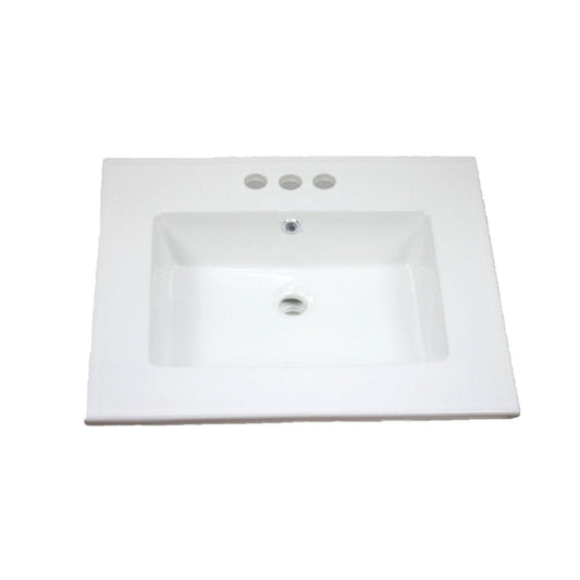 American Imaginations AI-1745 25" White Rectangular Drop In Transitional Ceramic Top