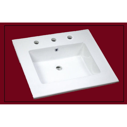 American Imaginations AI-1746 25" White Rectangular Drop In Transitional Ceramic Top