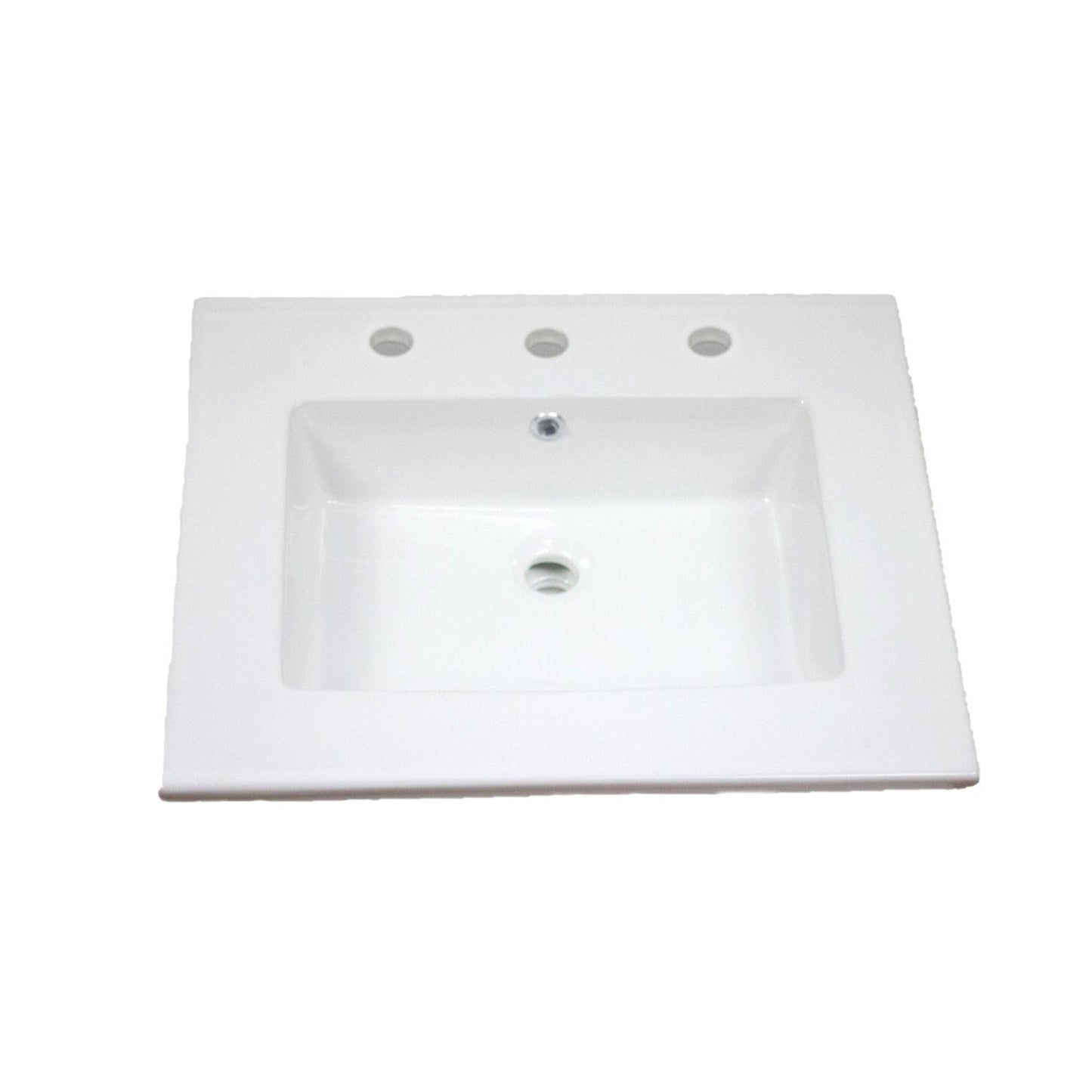American Imaginations AI-1746 25" White Rectangular Drop In Transitional Ceramic Top