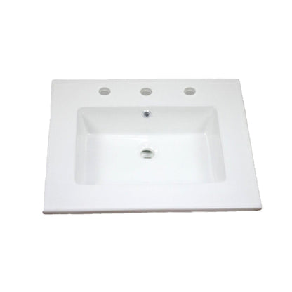 American Imaginations AI-1746 25" White Rectangular Drop In Transitional Ceramic Top
