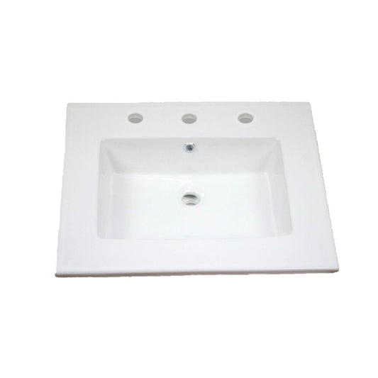 American Imaginations AI-1746 25" White Rectangular Drop In Transitional Ceramic Top