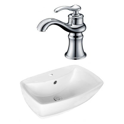 American Imaginations AI-17724 22" White Rectangular Ceramic Above Counter Bathroom Vessel Sink Set