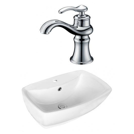 American Imaginations AI-17724 22" White Rectangular Ceramic Above Counter Bathroom Vessel Sink Set